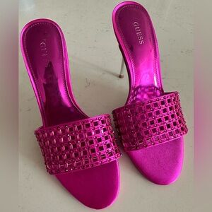 Hot Pink Guess Jeweled Heels